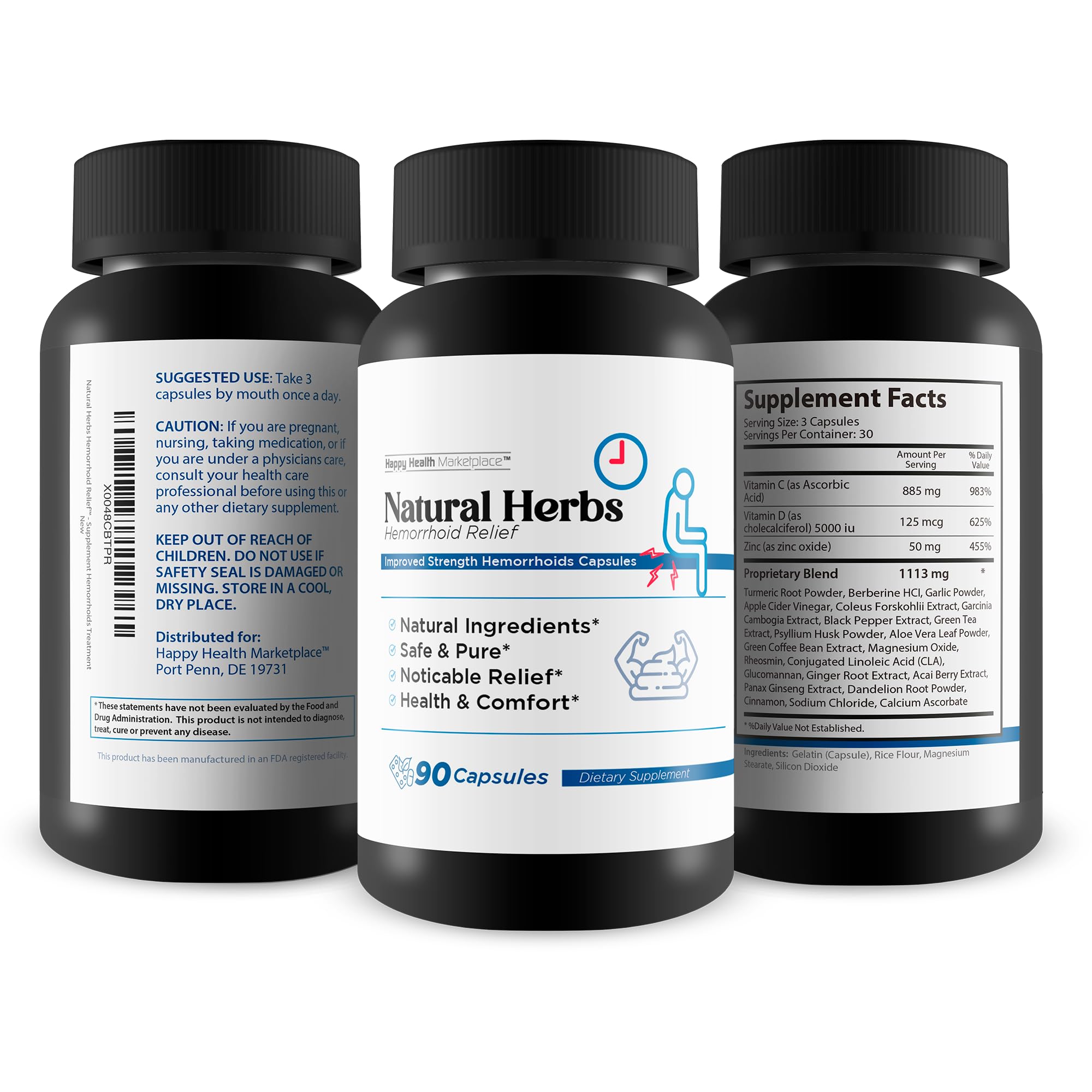 Natural Herbs Hemorrhoids Capsules - Our Best Hemorrhoid Relief Supplement - Premium Natural Herbs Strength Hemorrhoids Capsules - Hemorrhoids Natural Herbs Hemorrhoid Treatment Hemorrhoids Treatment - TrustMedUSA