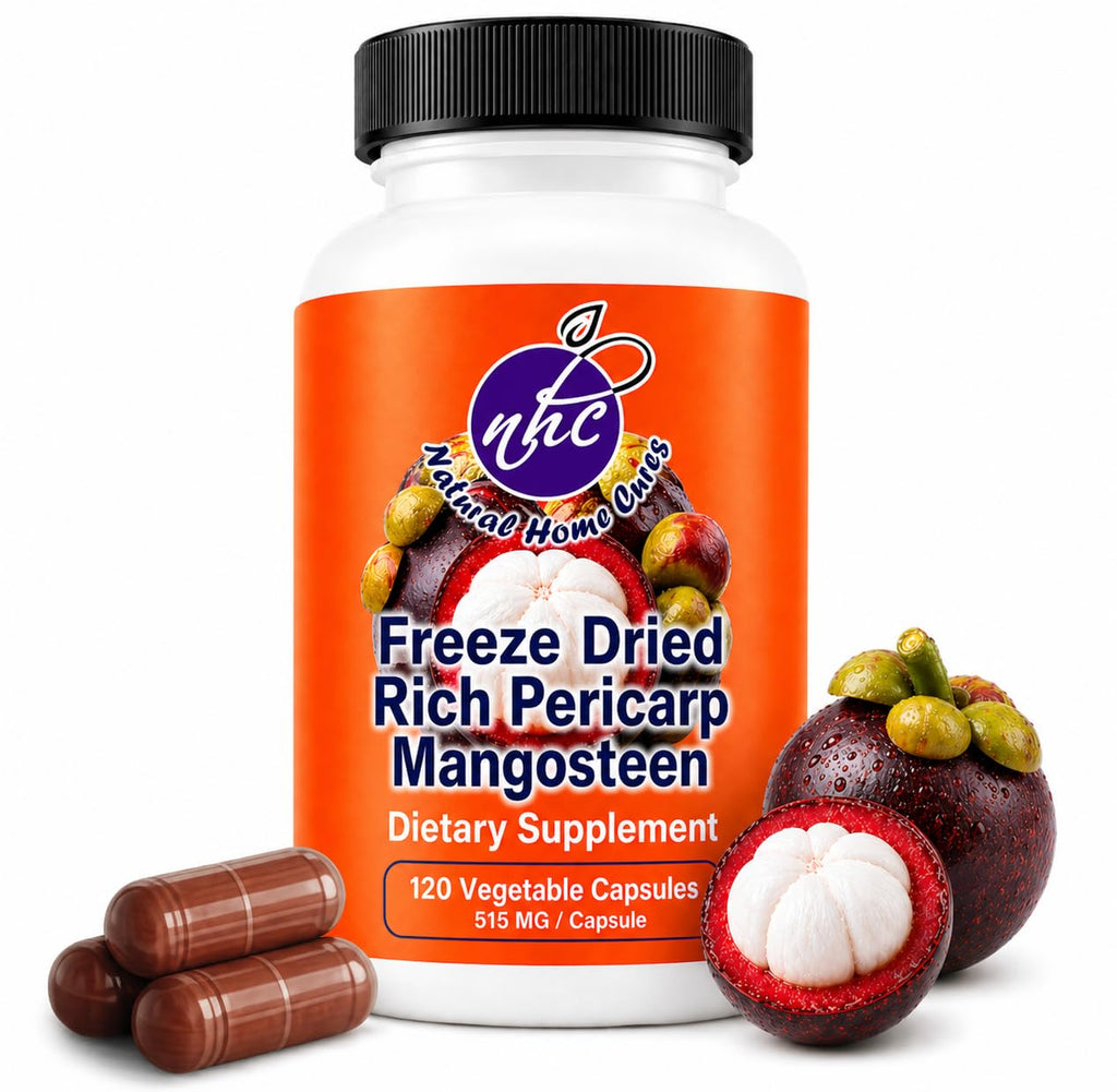 Natural Home Cures Freeze-Dried Mangosteen Rich Pericarp Capsules – 56+ Xanthones & Flavonoids, High ORAC Antioxidant Support, 515 mg, 120 Vegan Capsules - Maple Wellness Supplements