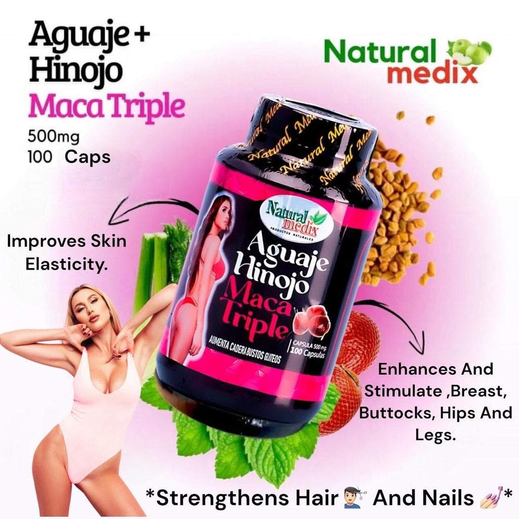 Natural medix Aguaje Hinojo Maca Triple (Maca Root Supplement) Premium 100 Capsules | Premium Botanical Blend for Feminine Balance & Confidence - TrustMedUSA