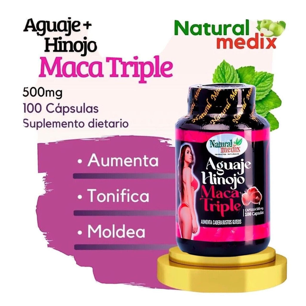 Natural medix Aguaje Hinojo Maca Triple (Maca Root Supplement) Premium 100 Capsules | Premium Botanical Blend for Feminine Balance & Confidence - TrustMedUSA