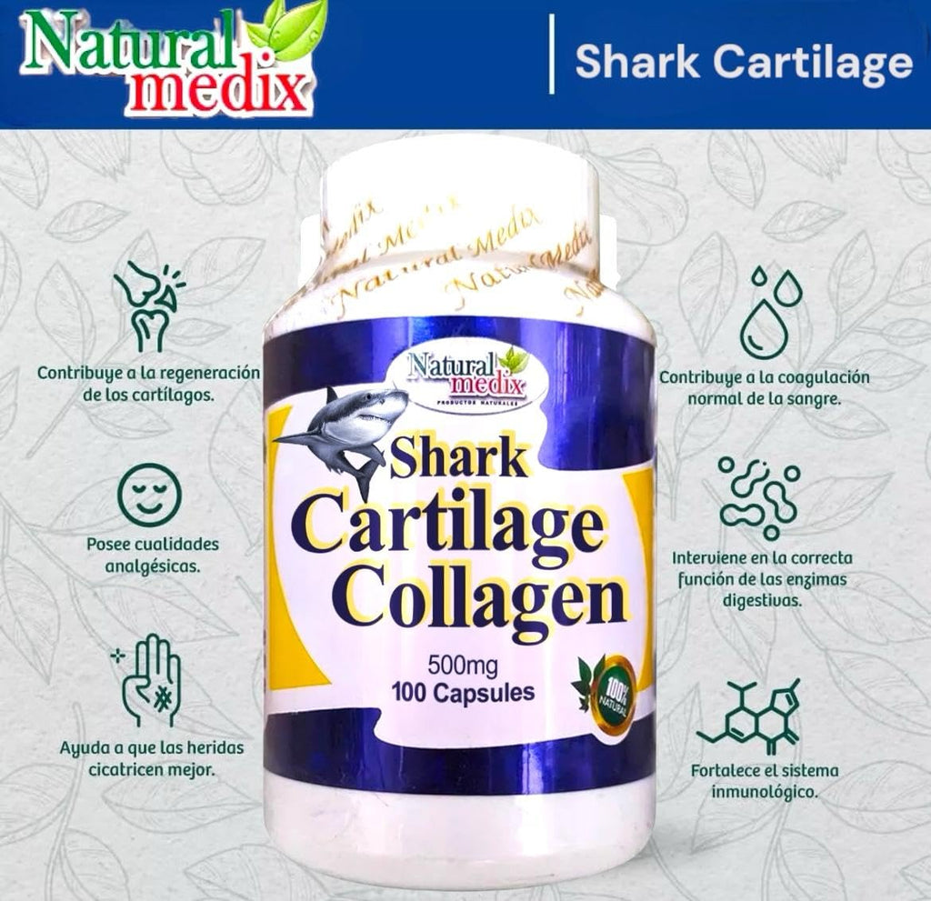 Natural medix Cartilage – Joint Support Supplement with Glucosamine, Collagen & Magnesium – 100 Caps - Cartílago de Tiburon - TrustMedUSA