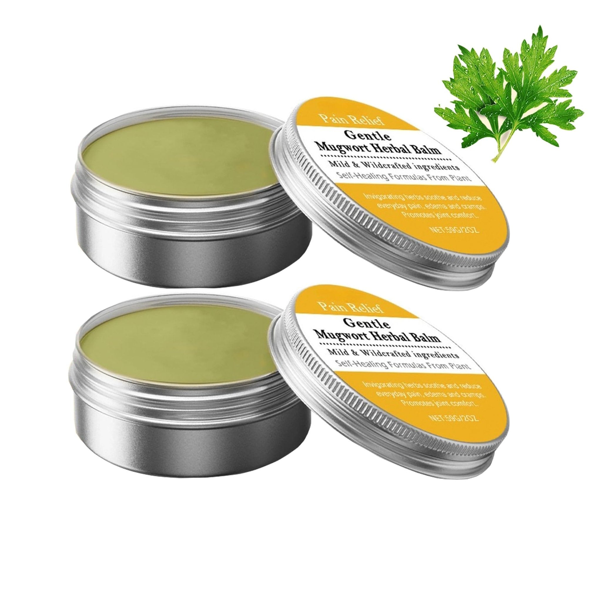 Natural Mugwort Herbal Balm with Tea Tree Oil & Mint, Cooling Muscle & Joint Relief Cream, Fast-Absorbing Massage Balm for Post-Workout Recovery, 2-Pack - TrustMedUSA