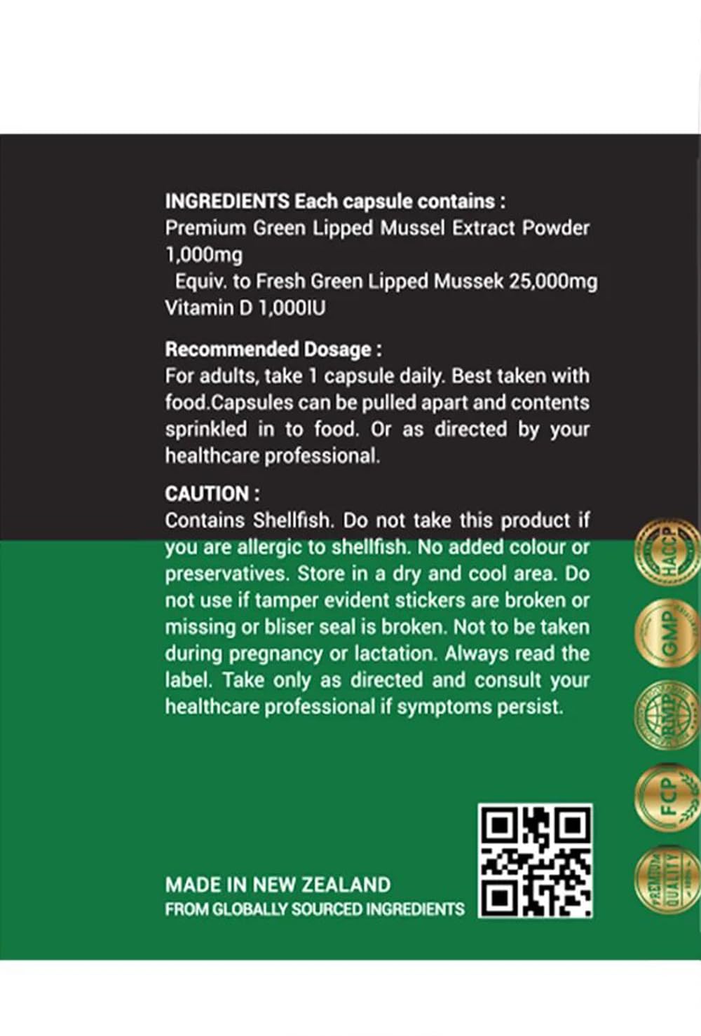Natural NZ GLM (Green Lipped Mussel) Joint Max 25000 180 Capsuels (1) - TrustMedUSA
