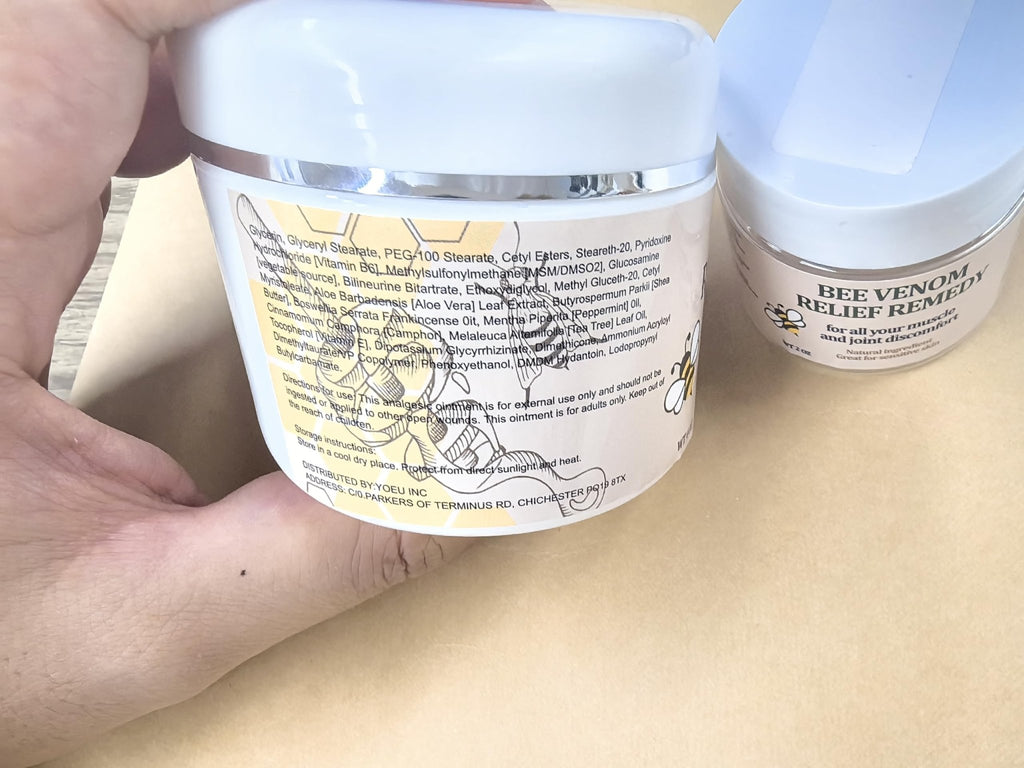 Natural Organic Bee Venom Muscle & Joint Cream, Extra Effective Muscle & Joint Care, for Neck, Hand, Feet, Knee, Muscles, Shoulder, Wrist, Elbow, Ankle, Foot Aches, Arnica, Vitamin B6 - TrustMedUSA