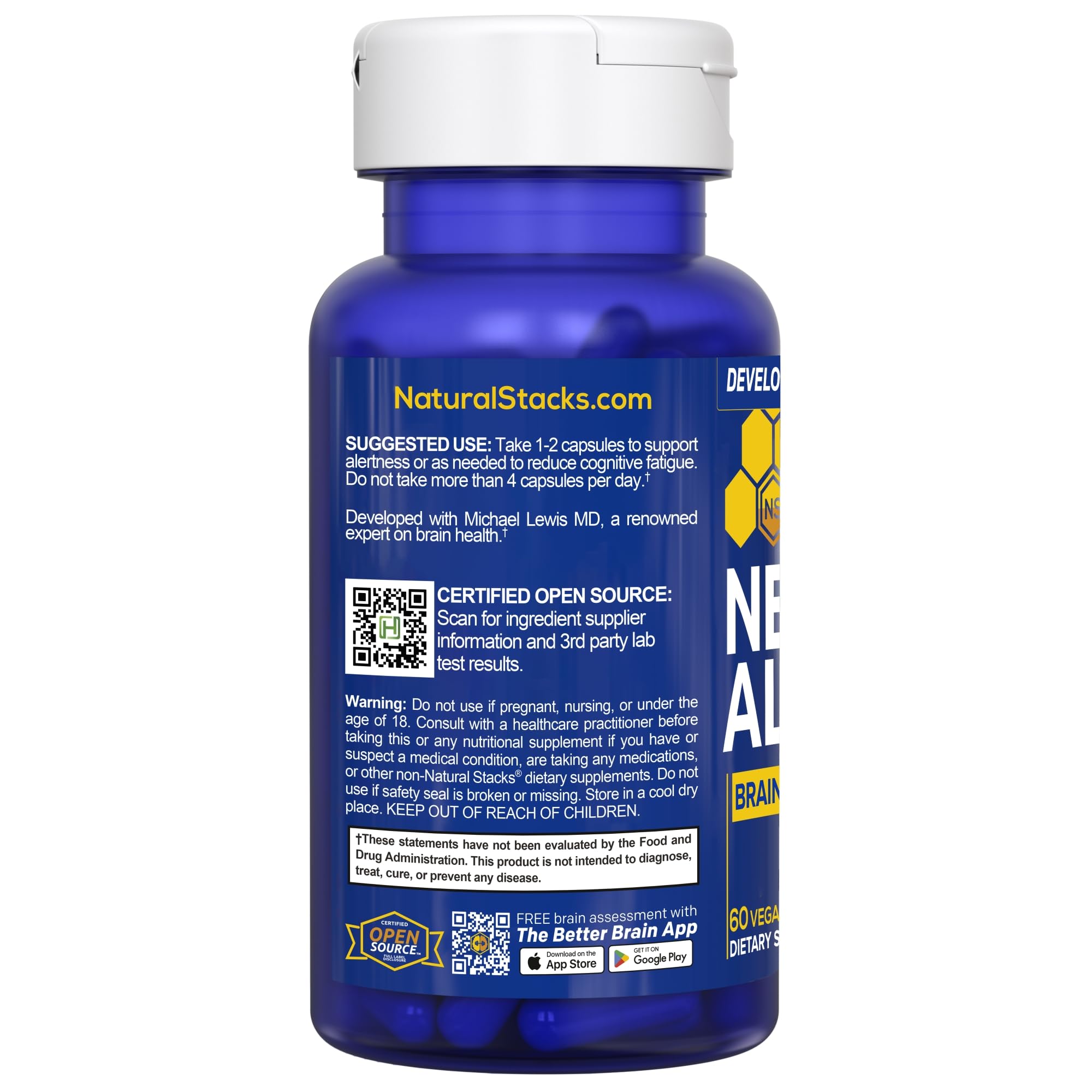 NATURAL STACKS NeuroAlert - 200mg Paraxanthine Energy Supplement - Caffeine Free Focus w/ 500mg L-Tyrosine & 100mg L-Theanine - 10mg NADH for Cellular Energy Support - 60 Paraxanthine Capsules - TrustMedUSA