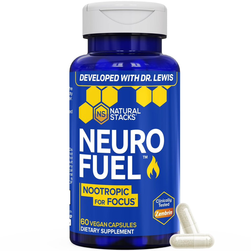 NATURAL STACKS NeuroFuel Nootropic with Zembrin - Doctor Developed Memory & Focus Supplement - Kanna Extract Sceletium Tortuosum - Nootropic Brain Supplement for Focus - 60 Zembrin Capsules - TrustMedUSA