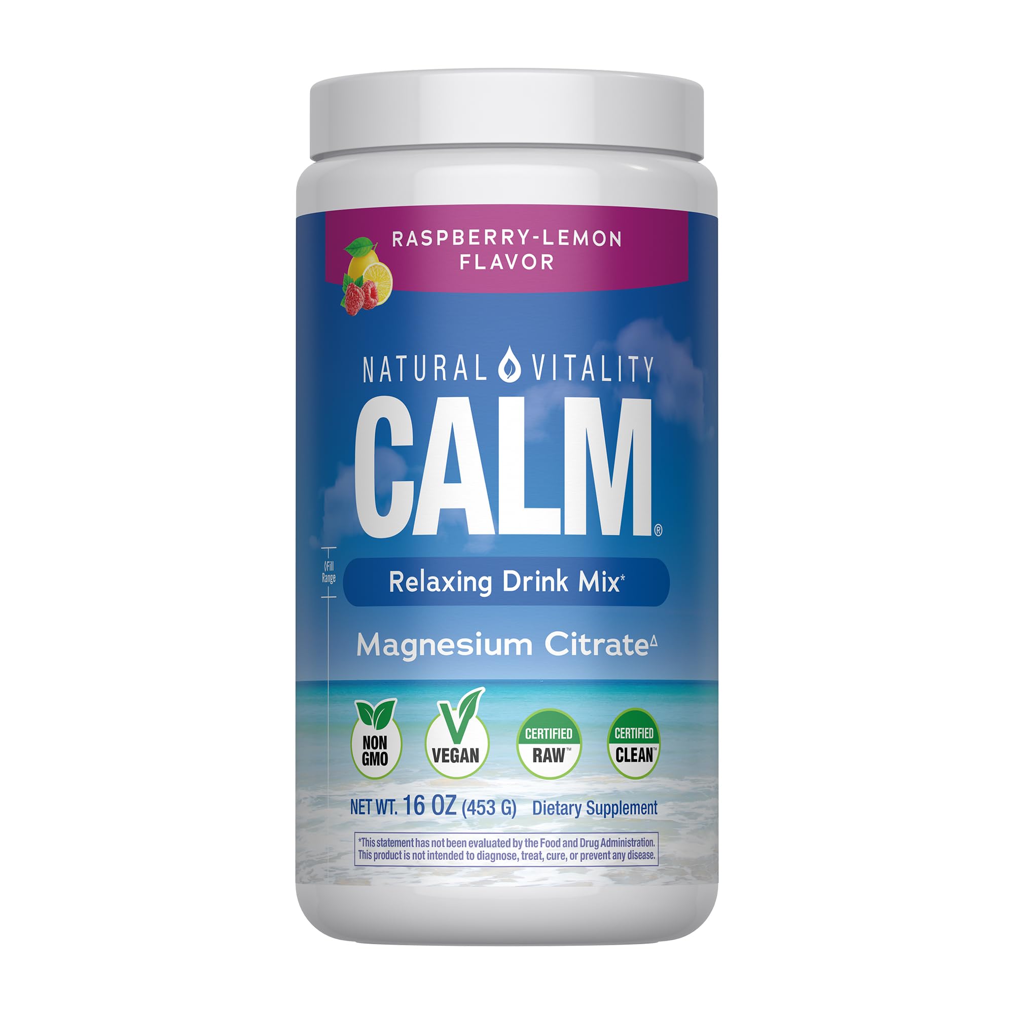 Natural Vitality Calm Magnesium 16oz Powder | Raspberry Lemon Flavored Supplement | Non-GMO, Vegan & Gluten Free Formula - TrustMedUSA