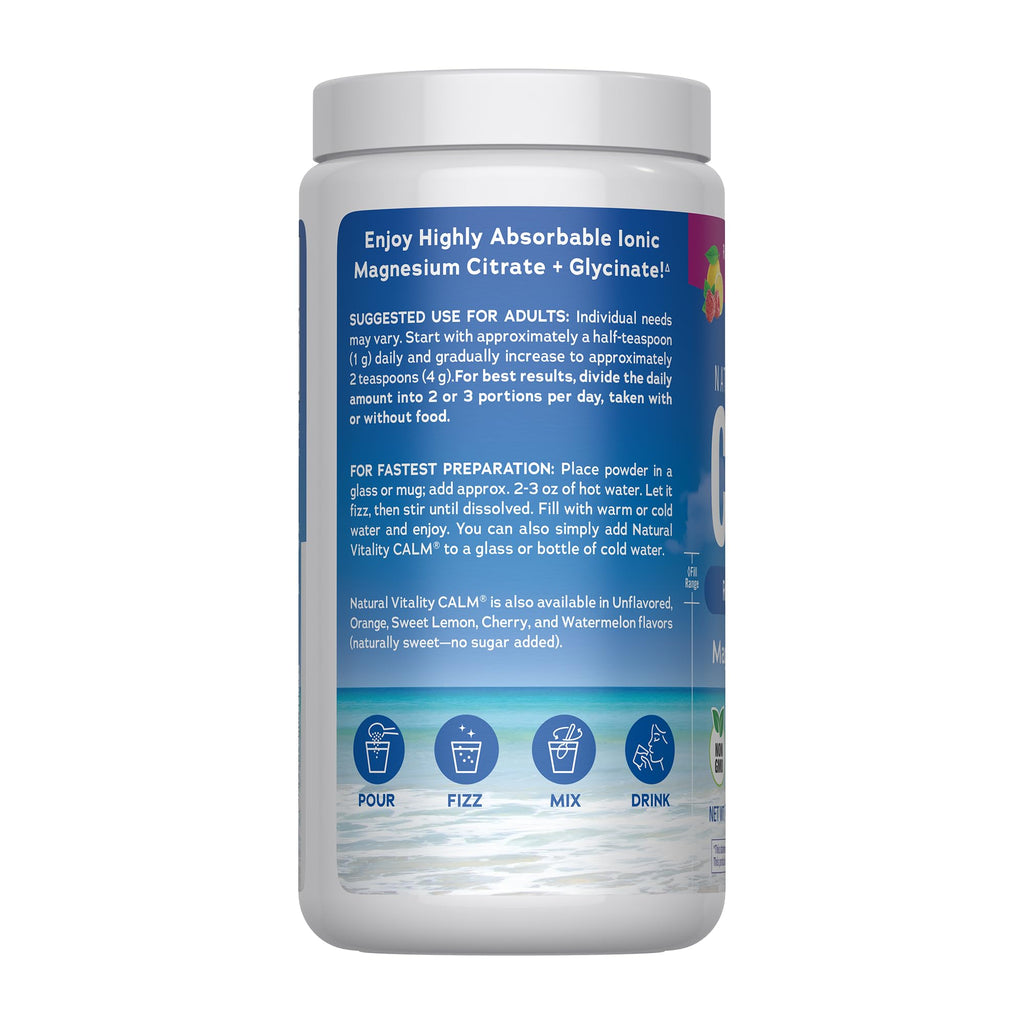 Natural Vitality Calm Magnesium 16oz Powder | Raspberry Lemon Flavored Supplement | Non-GMO, Vegan & Gluten Free Formula - TrustMedUSA