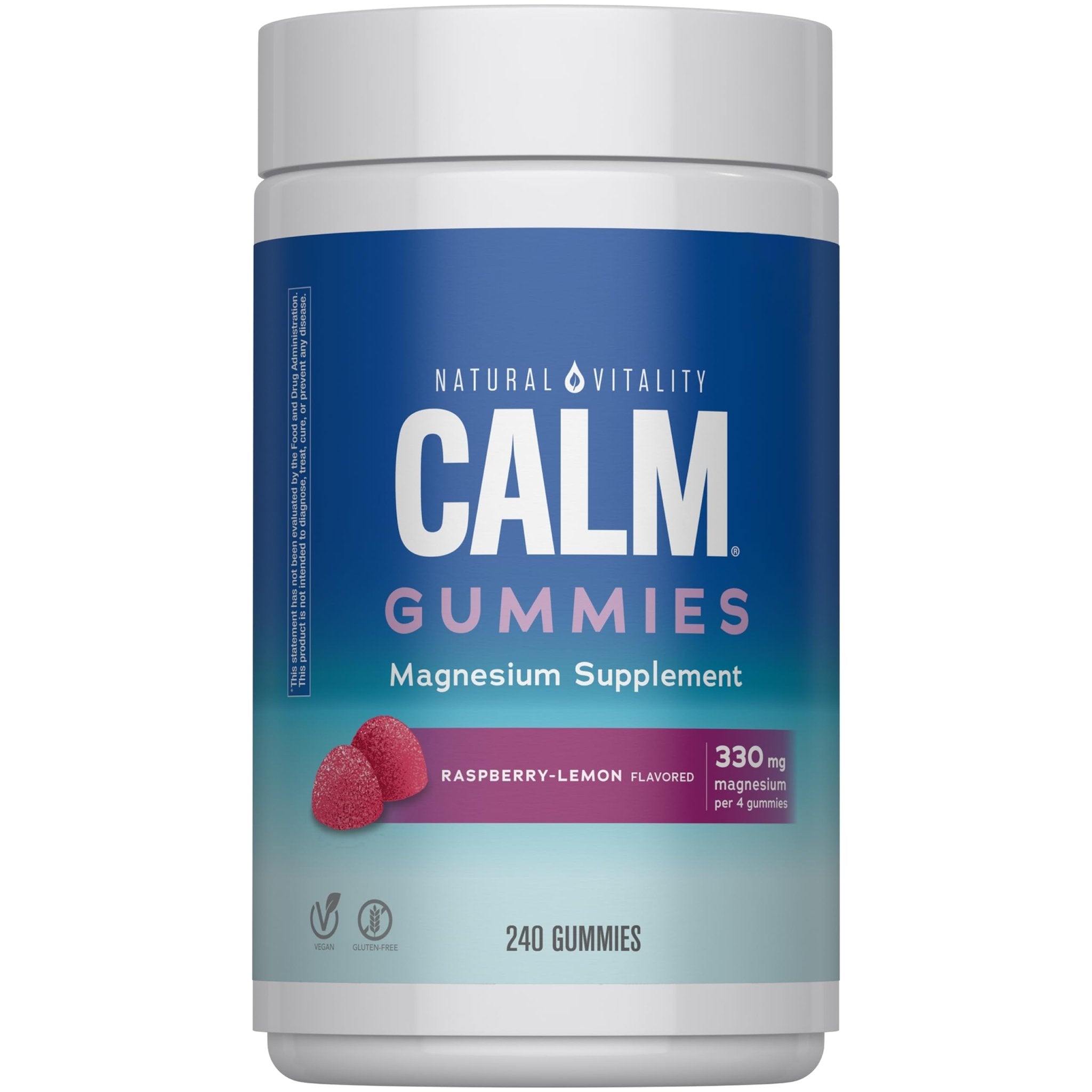 Natural Vitality Calm Magnesium Gummies | 330mg Per Serving | Raspberry Lemon Flavored Supplement | Gluten-Free & Vegan | 240 Count - TrustMedUSA
