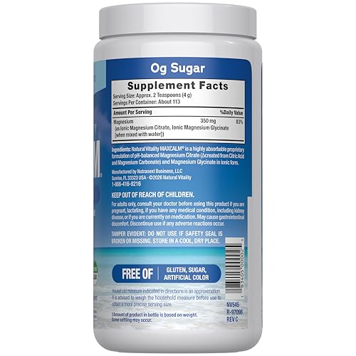 Natural Vitality Calm, Magnesium Supplement, Anti-Stress Drink Mix Powder, Gluten Free, Vegan, & Non-GMO, Original Unflavored, 16 oz - TrustMedUSA