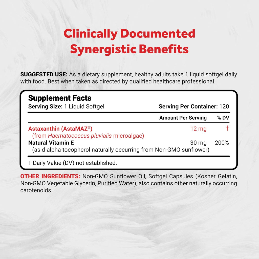Naturalis New Zealand Astaxanthin (12mg) | Enhanced with Natural Vitamin E | Non-GMO, Soy & Gluten Free | 120 Softgels (4 Month Supply) - TrustMedUSA