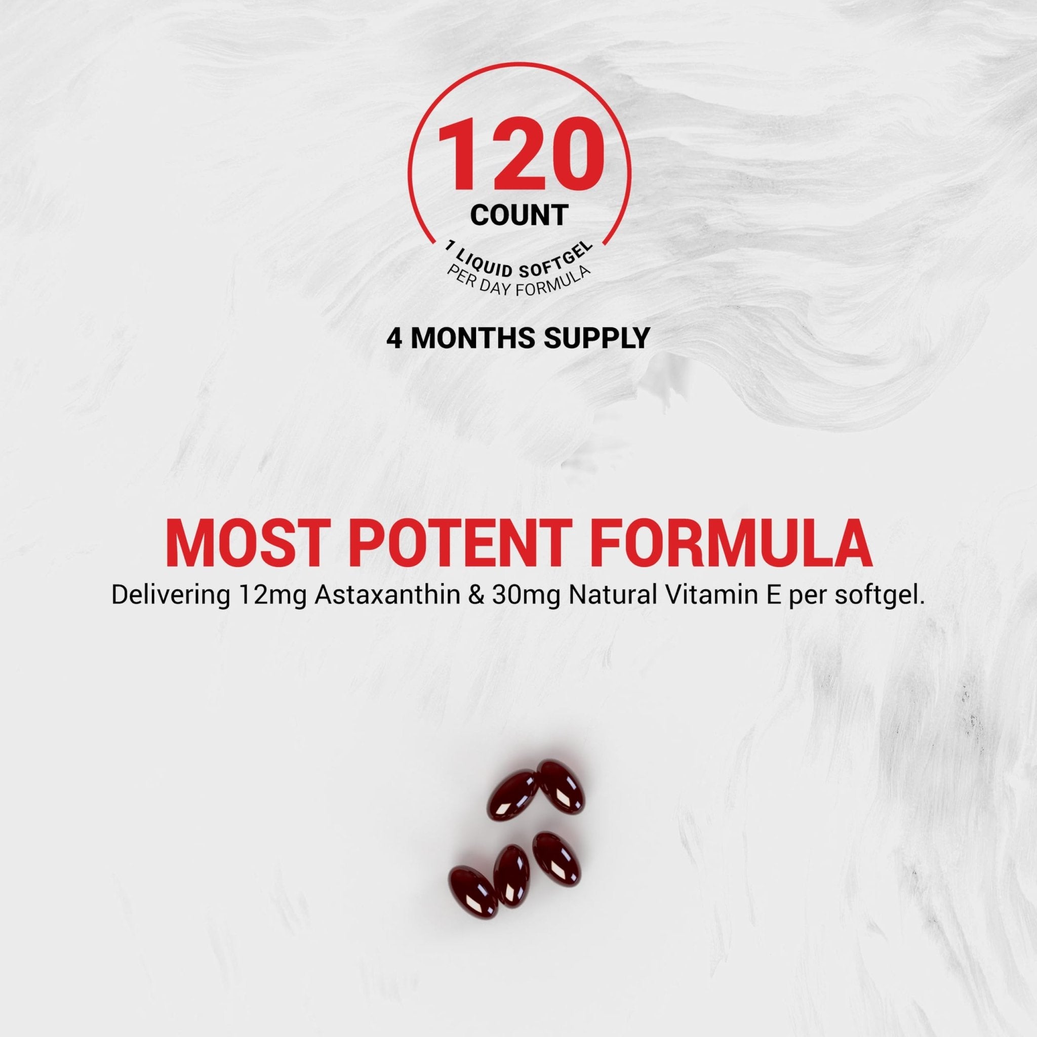 Naturalis New Zealand Astaxanthin (12mg) | Enhanced with Natural Vitamin E | Non-GMO, Soy & Gluten Free | 120 Softgels (4 Month Supply) - TrustMedUSA