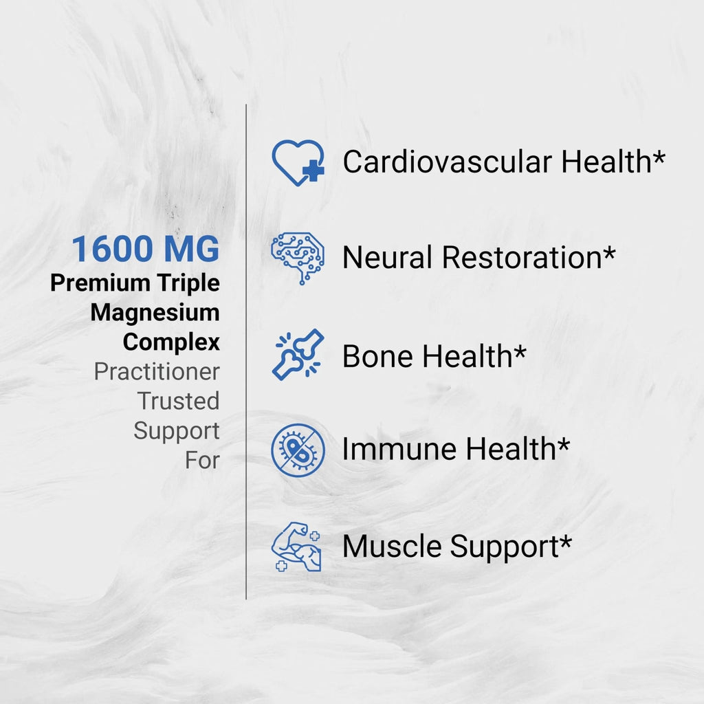 Naturalis Vegan Triple Magnesium Complex | Chelated Glycinate, Citrate & Oxide 1600mg Delivers 250mg Elemental Magnesium | Easily Absorbed for Stress, Muscle, Heart, Bone Support* | 60 Softgels - TrustMedUSA
