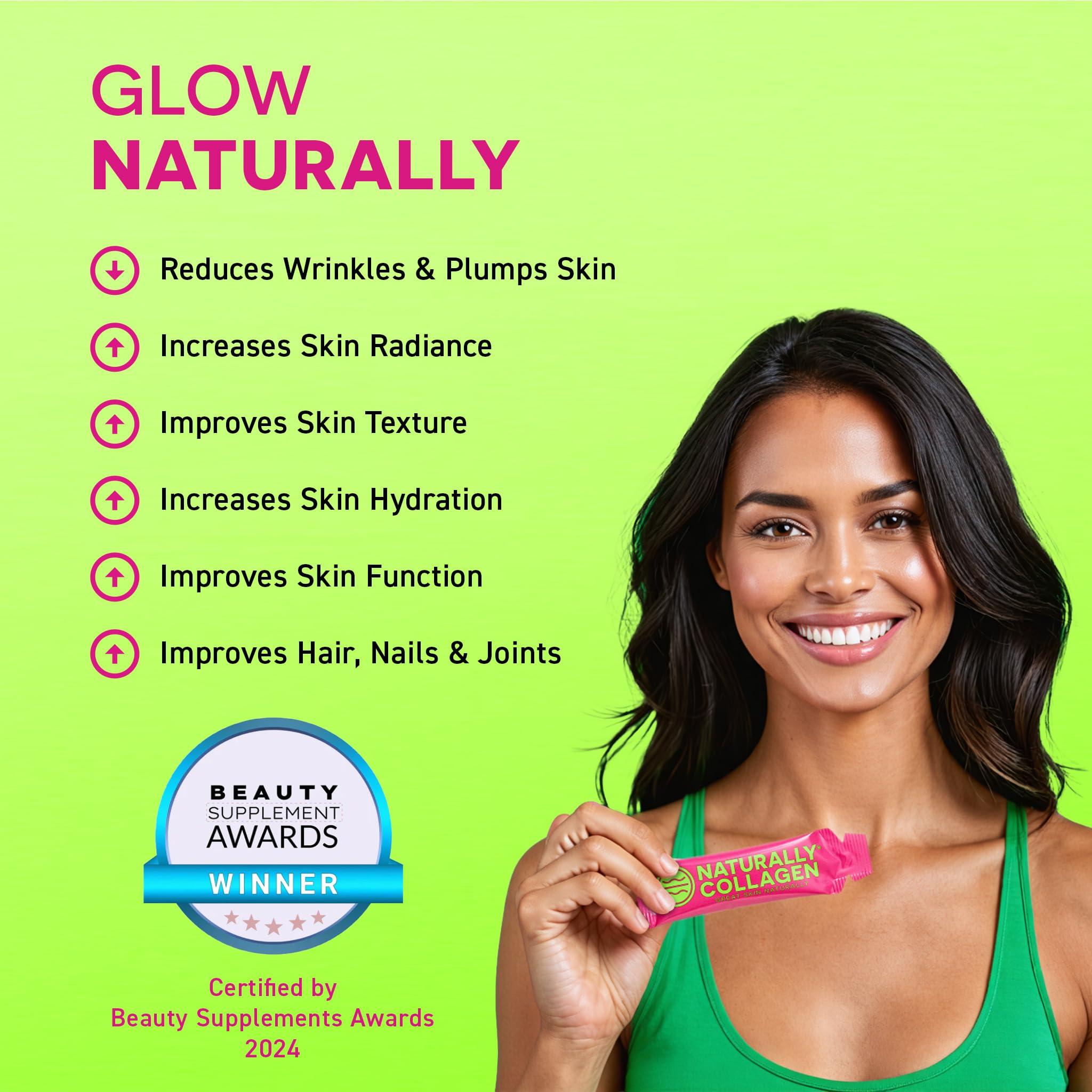 Naturally Collagen - Premium Hydrolyzed Liquid Marine Collagen Supplement - 8000mg of Collagen per Sachet Plus 180mg VIT C - Natural Tropical Fruit Flavour - 14 Sachets per Box - Maple Wellness Supplements
