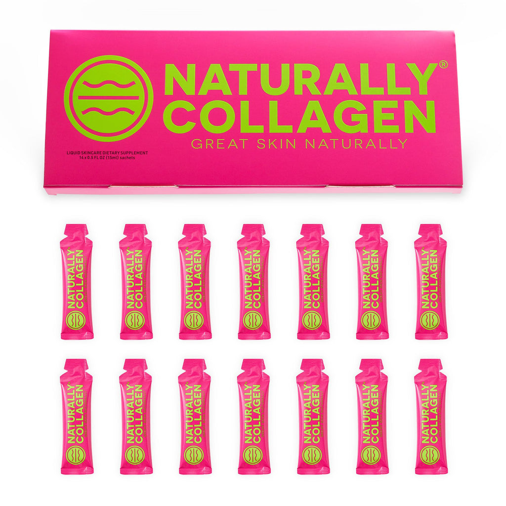 Naturally Collagen - Premium Hydrolyzed Liquid Marine Collagen Supplement - 8000mg of Collagen per Sachet Plus 180mg VIT C - Natural Tropical Fruit Flavour - 14 Sachets per Box - Maple Wellness Supplements