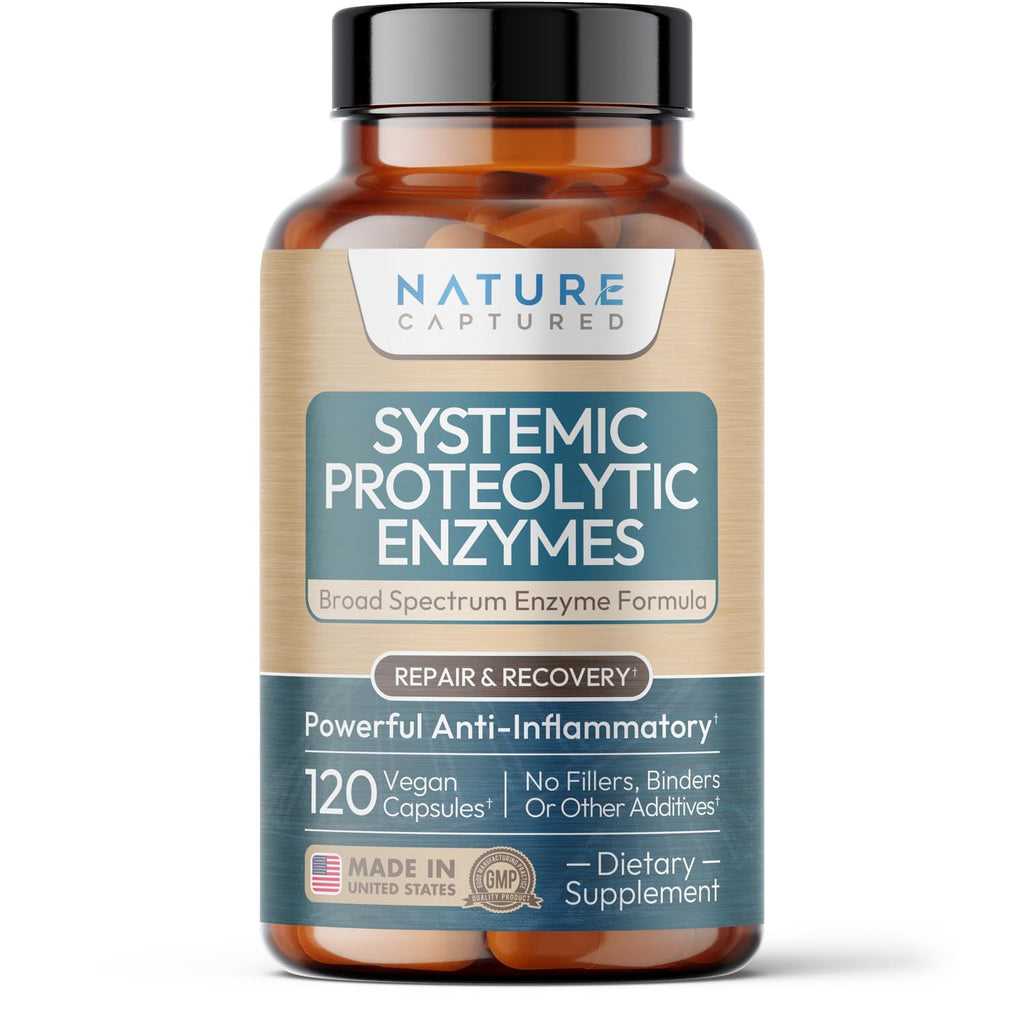 Nature Captured Systemic Proteolytic Enzyme Complex - Naturally Supports Recovery & Joints - 120 Capsules - Vegan - GMP - Additive Free - Maple Wellness Supplements