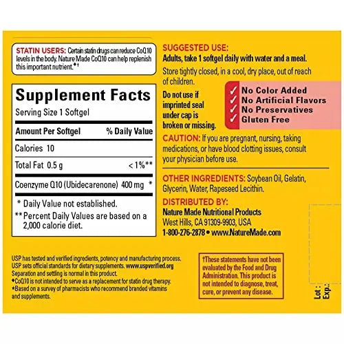 Nature Made CoQ10 400mg, Dietary Supplement for Heart Health Support, 40 Softgels - TrustMedUSA