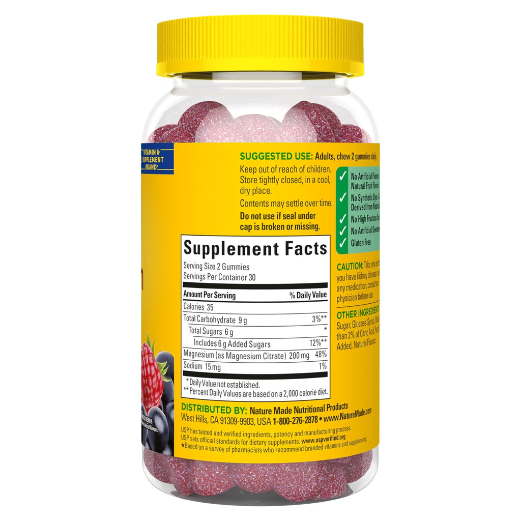 Nature Made High Absorption Magnesium Citrate 200 mg per serving, Magnesium Supplement for Muscle, Nerve, Bone and Heart Support - TrustMedUSA