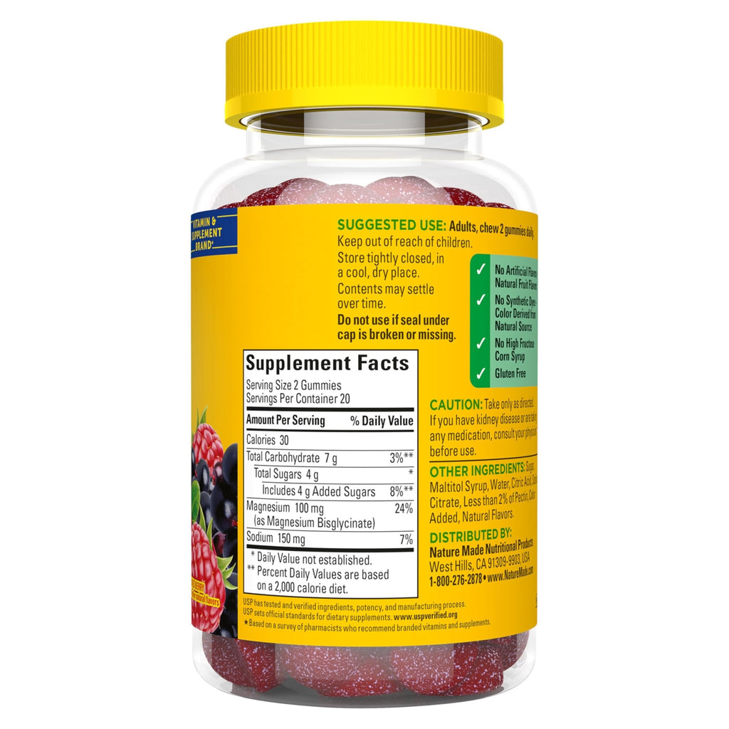 Nature Made High Absorption Magnesium Glycinate Gummies 100 mg per Serving, Muscle, Nerve, Bone and Heart Support - TrustMedUSA