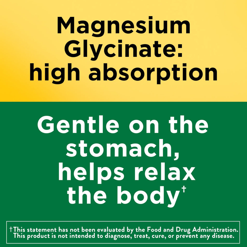 Nature Made Magnesium Glycinate 200 mg per serving, Magnesium Supplement for Muscle, Heart, Nerve and Bone Support, 180 Magnesium Bisglycinate Capsules, 90 Day Supply - TrustMedUSA