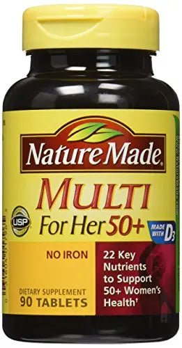 Nature Made Multi For Her 50+ Vitamin & Mineral Tabs, 90 ct (Pack of 2) Packaging May - TrustMedUSA