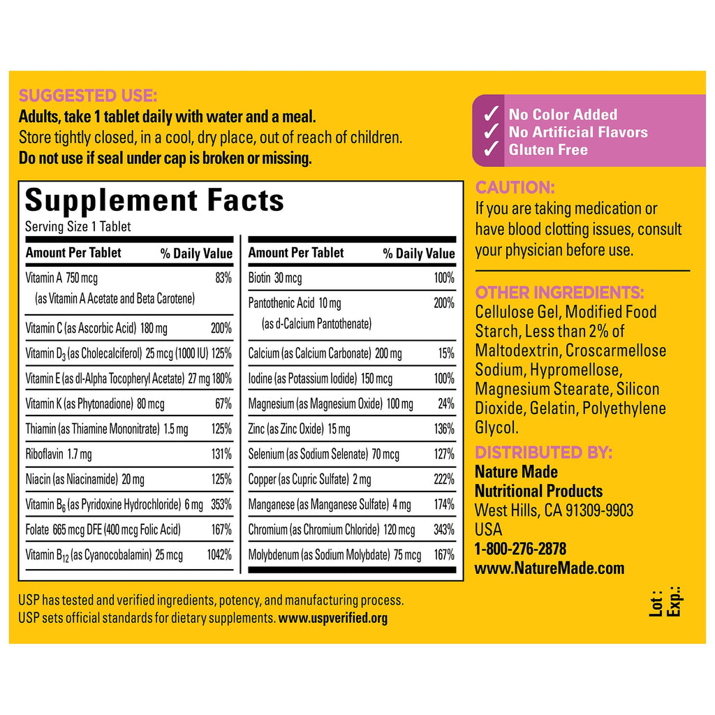 Nature Made Multivitamin For Women 50+ No Iron, Multivitamins for Women 50 Plus, Daily Nutritional Support, Nature Made Multi Vitamins, 90 Tablets, 90 Day Supply - TrustMedUSA