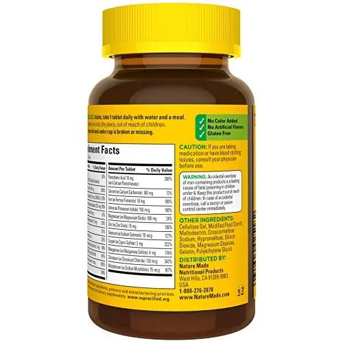 Nature Made Multivitamin Tablets with Iron, Multivitamin for Women and Men - TrustMedUSA