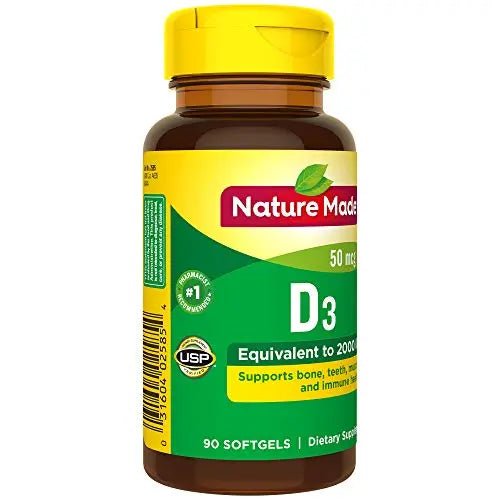 Nature Made Vitamin D3 2000 IU (50 mcg), Dietary Supplement for Bone, Teeth, Muscle - TrustMedUSA