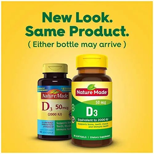 Nature Made Vitamin D3 2000 IU (50 mcg), Dietary Supplement for Bone, Teeth, Muscle - TrustMedUSA