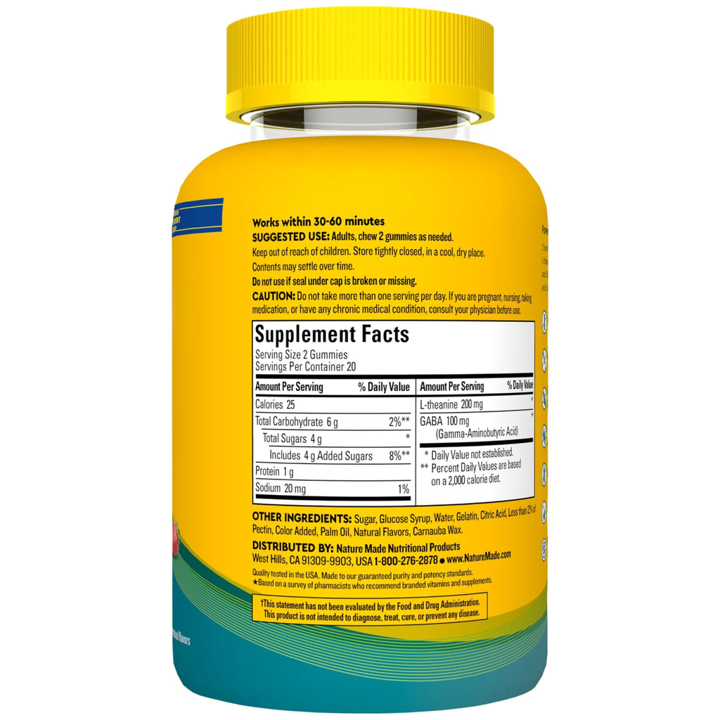 Nature Made Wellblends Stress Relief Gummies, L theanine 200mg to Help Reduce Stress, with GABA 100mg, Same Day Stress Support, 40 Strawberry Flavor Gummies - TrustMedUSA