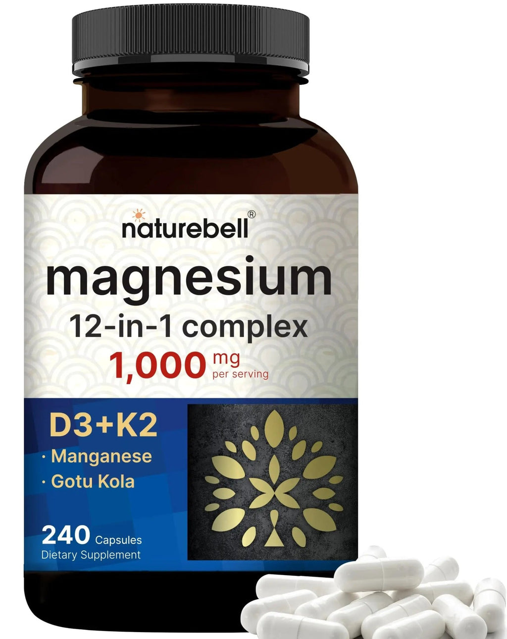 NatureBell 12-in-1 Magnesium Complex 1000mg, 4-Months Supply – Magnesium Glycinate, Citrate, Taurate, Malate, & More – High Absorption Formula for Men & Women – Chelated & Purified – 240 Capsules - TrustMedUSA