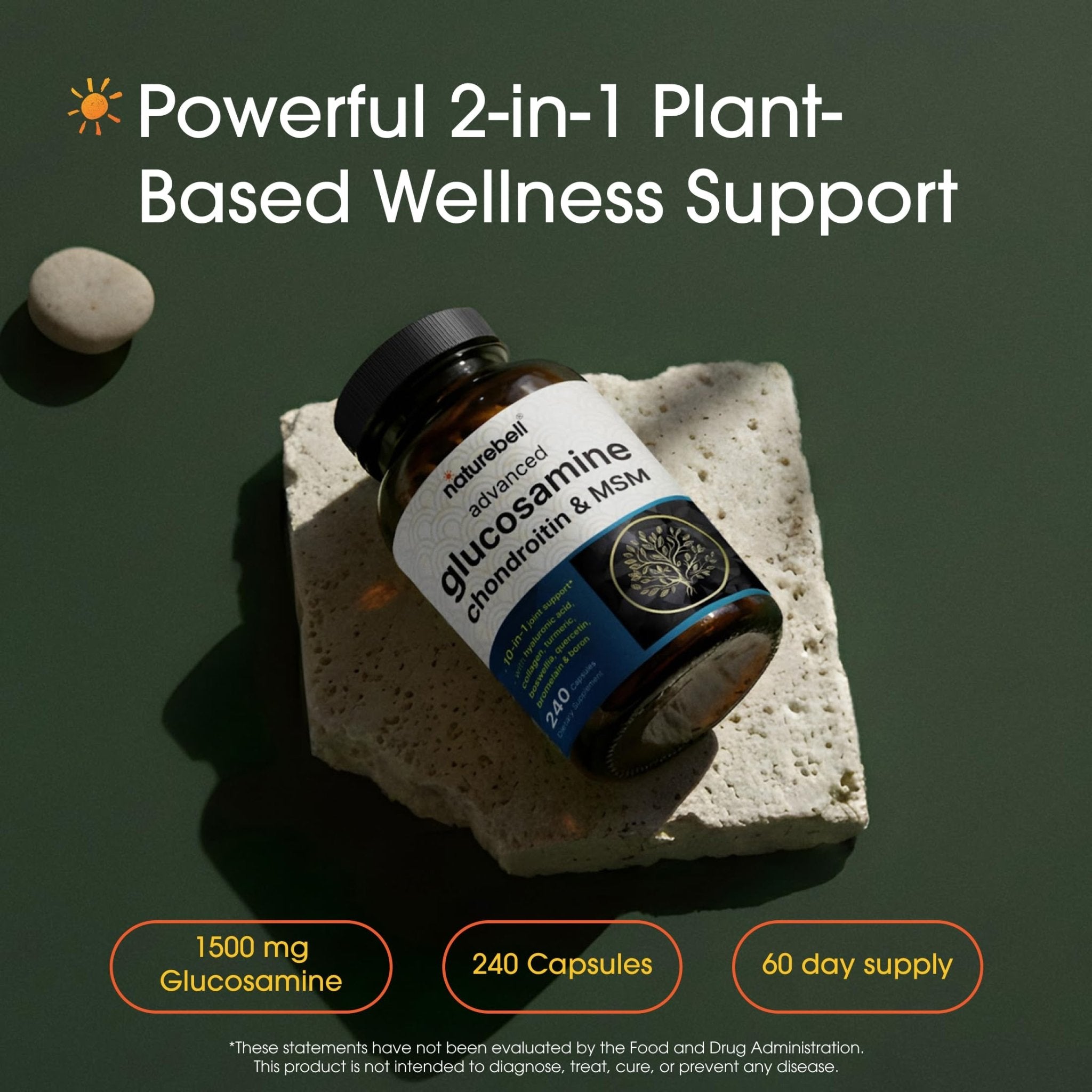 NatureBell Advanced Glucosamine Chondroitin & MSM - 240 Capsules - 10-in-1 Joint Support Complex* - Includes Hyaluronic Acid, Turmeric, Glucosamine, Collagen & More - TrustMedUSA