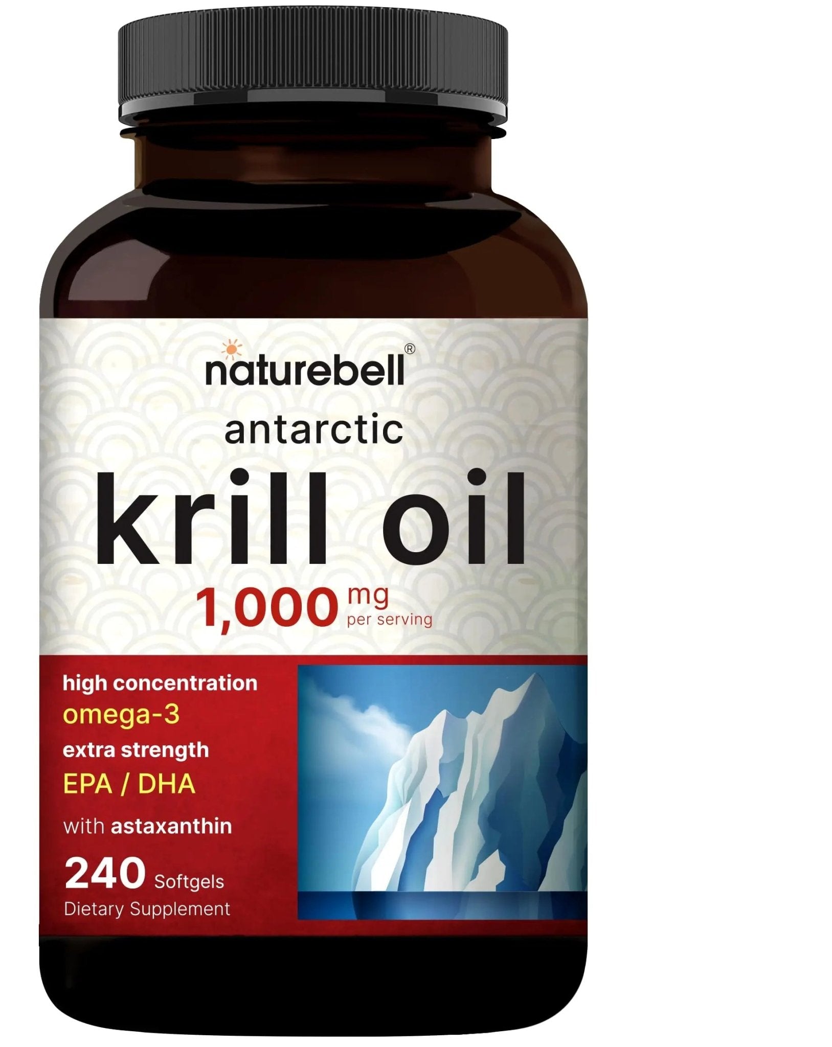 NatureBell Antarctic Krill Oil 1000mg Supplement, 240 Softgels, Natural Source of Omega-3 - TrustMedUSA