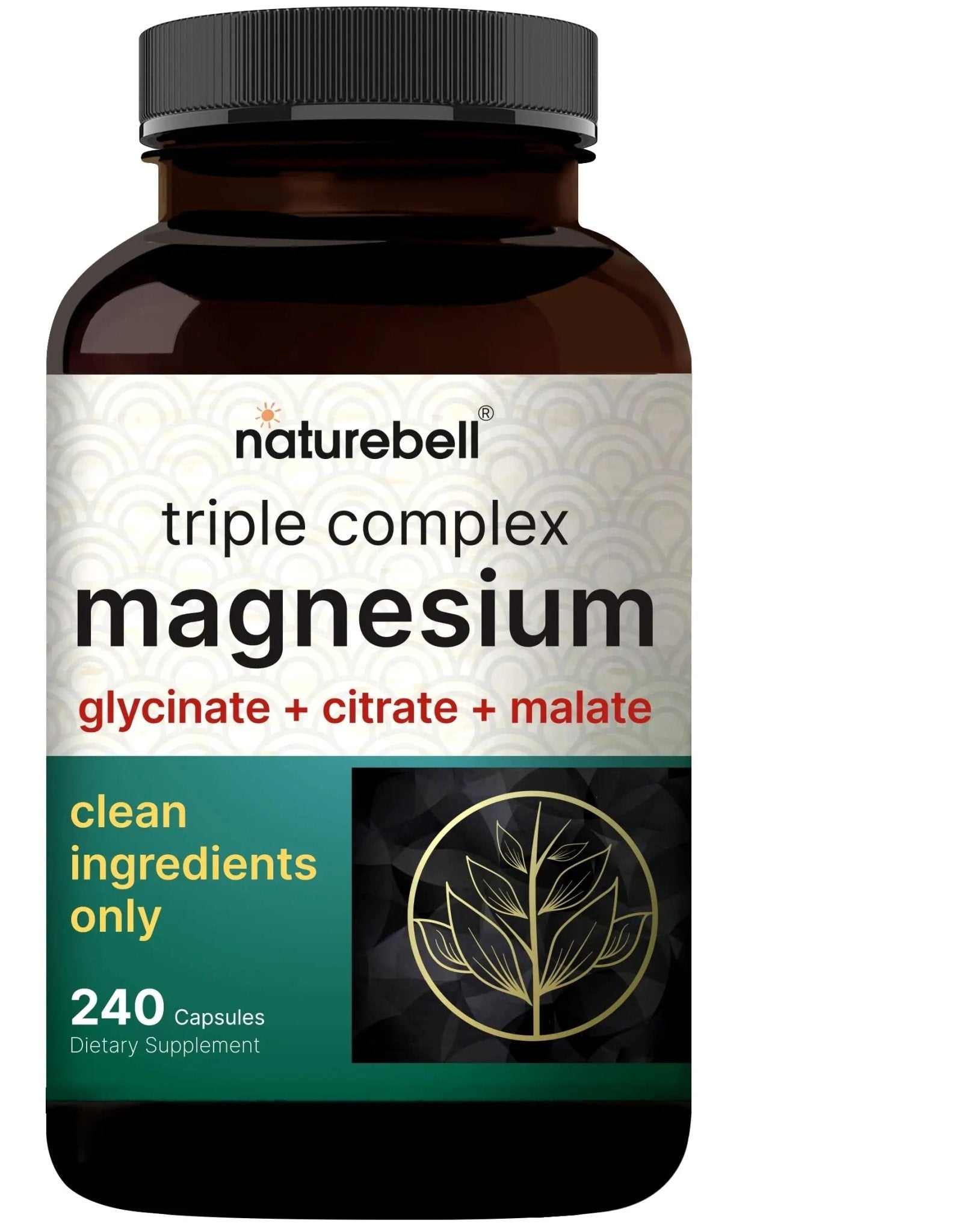 NatureBell Magnesium Complex for Women & Men 1,000mg Per Serving – 240 Capsules – Triple Magnesium Complex with Glycinate, Citrate & Malate – Chelated & Purified – Non‑GMO, Filler Free - TrustMedUSA