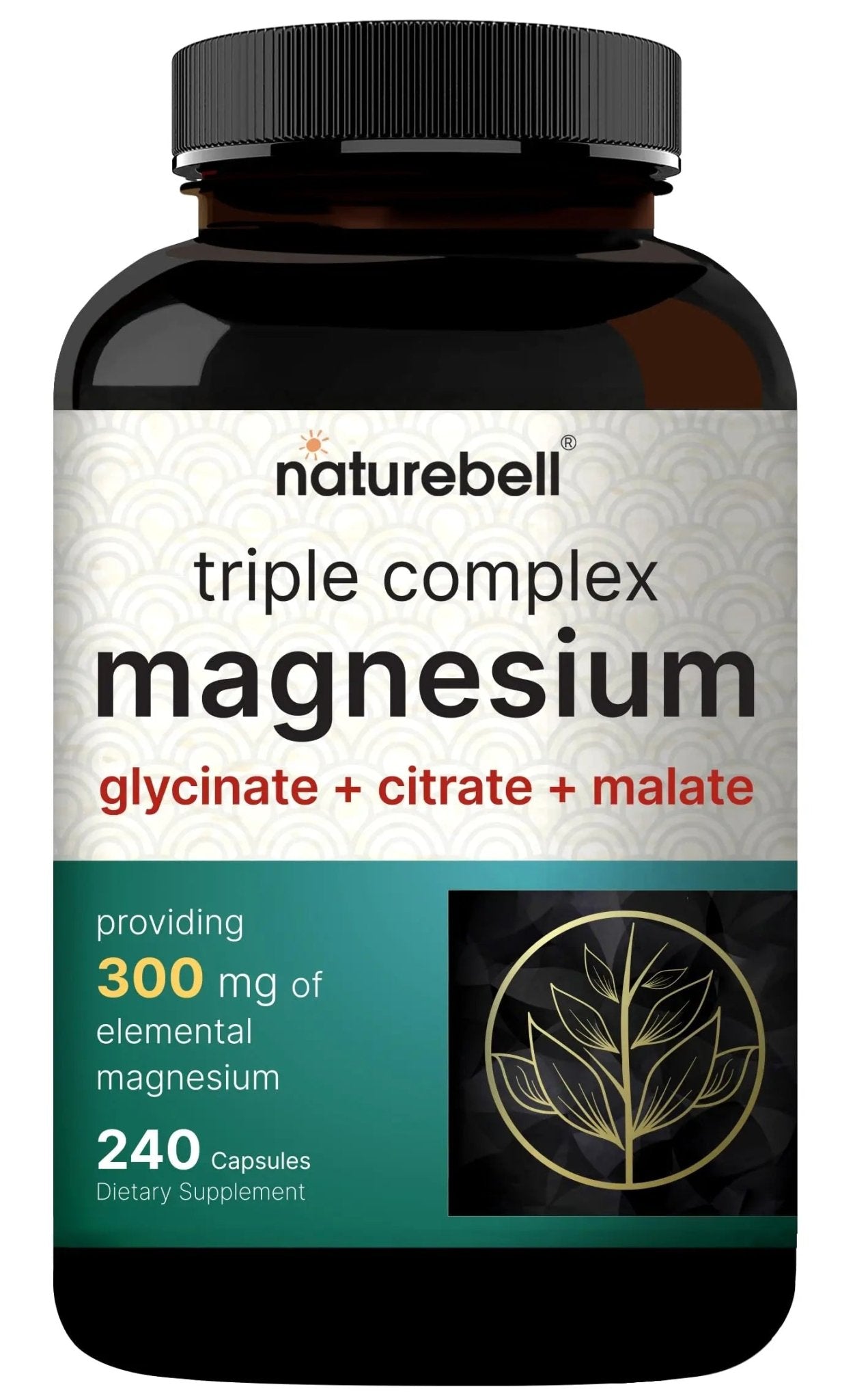 NatureBell Magnesium Complex for Women & Men 1,000mg Per Serving – 240 Capsules – Triple Magnesium Complex with Glycinate, Citrate & Malate – Chelated & Purified – Non‑GMO, Filler Free - TrustMedUSA