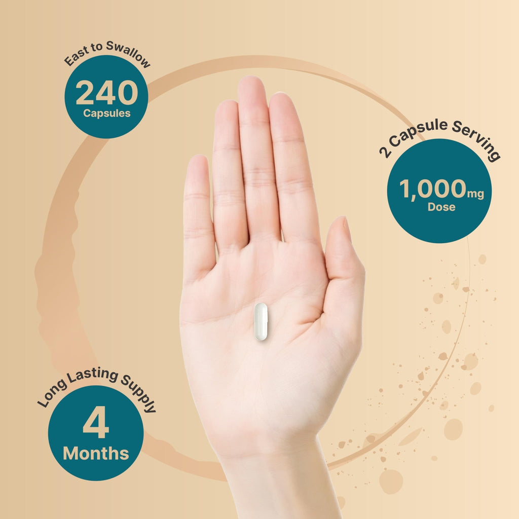 NatureBell Magnesium Glycinate 1,000mg, 240 Capsules | 500mg per Capsule | 100% Chelated & Purified | Sleep, Muscle & Nerve Support | Non-GMO, Gluten-Free - TrustMedUSA