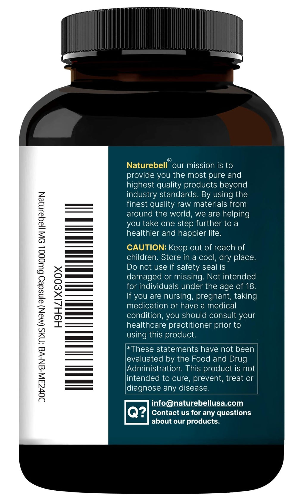 NatureBell Magnesium Glycinate 1,000mg, 240 Capsules | 500mg per Capsule | 100% Chelated & Purified | Sleep, Muscle & Nerve Support | Non-GMO, Gluten-Free - TrustMedUSA