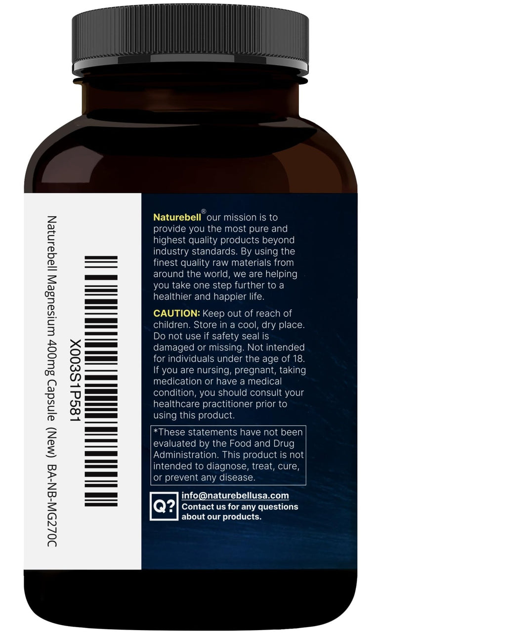 NatureBell Magnesium Glycinate 400mg Elemental, 270 Capsules | 100% Chelated for High Absorption | Supports Muscle, Bone & Heart Health | Non-GMO, Gluten-Free, Vegan - TrustMedUSA