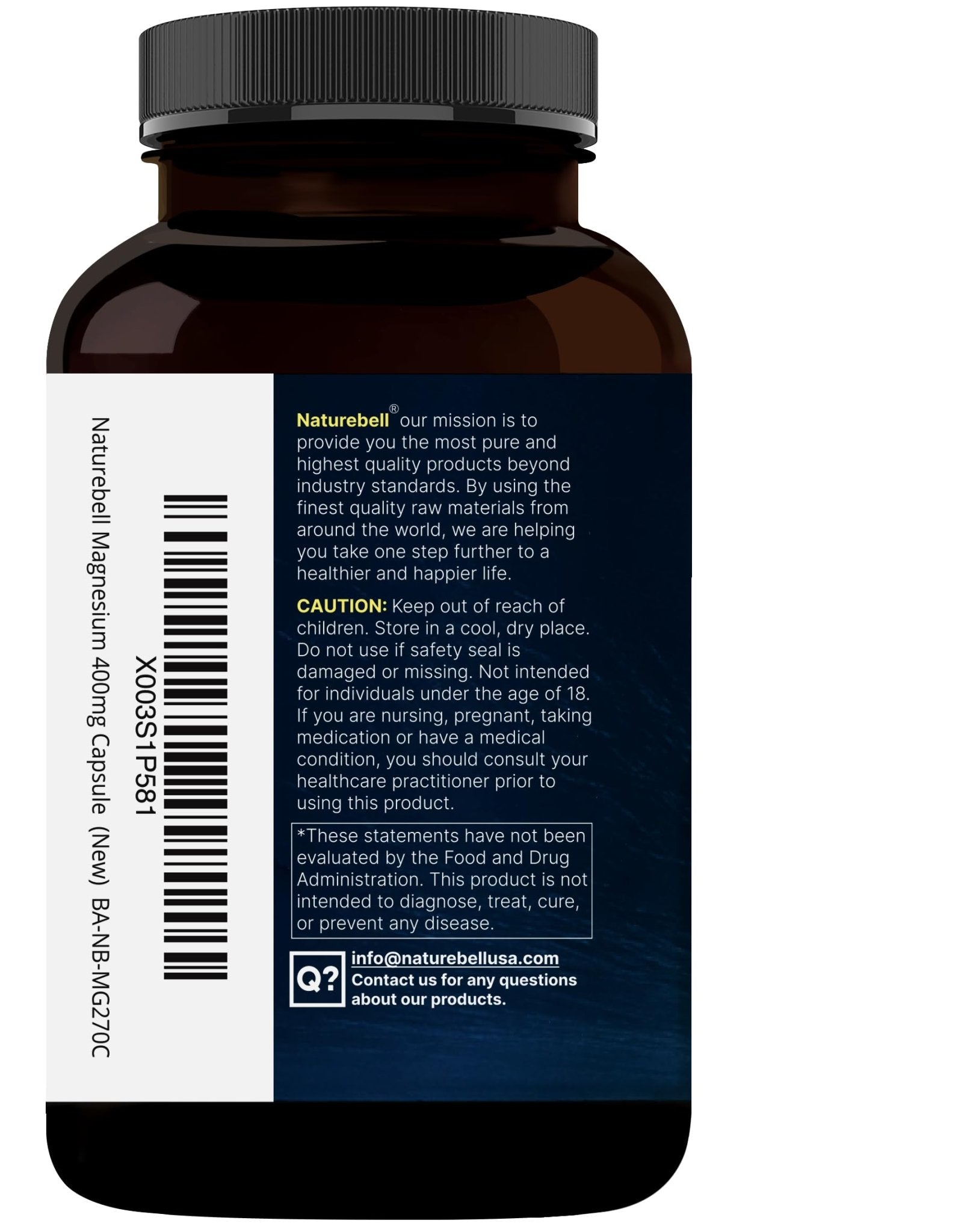 NatureBell Magnesium Glycinate 400mg Elemental, 270 Capsules | 100% Chelated for High Absorption | Supports Muscle, Bone & Heart Health | Non-GMO, Gluten-Free, Vegan - TrustMedUSA