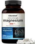 NatureBell Magnesium Glycinate 400mg Elemental, 270 Capsules | 100% Chelated for High Absorption | Supports Muscle, Bone & Heart Health | Non-GMO, Gluten-Free, Vegan - TrustMedUSA