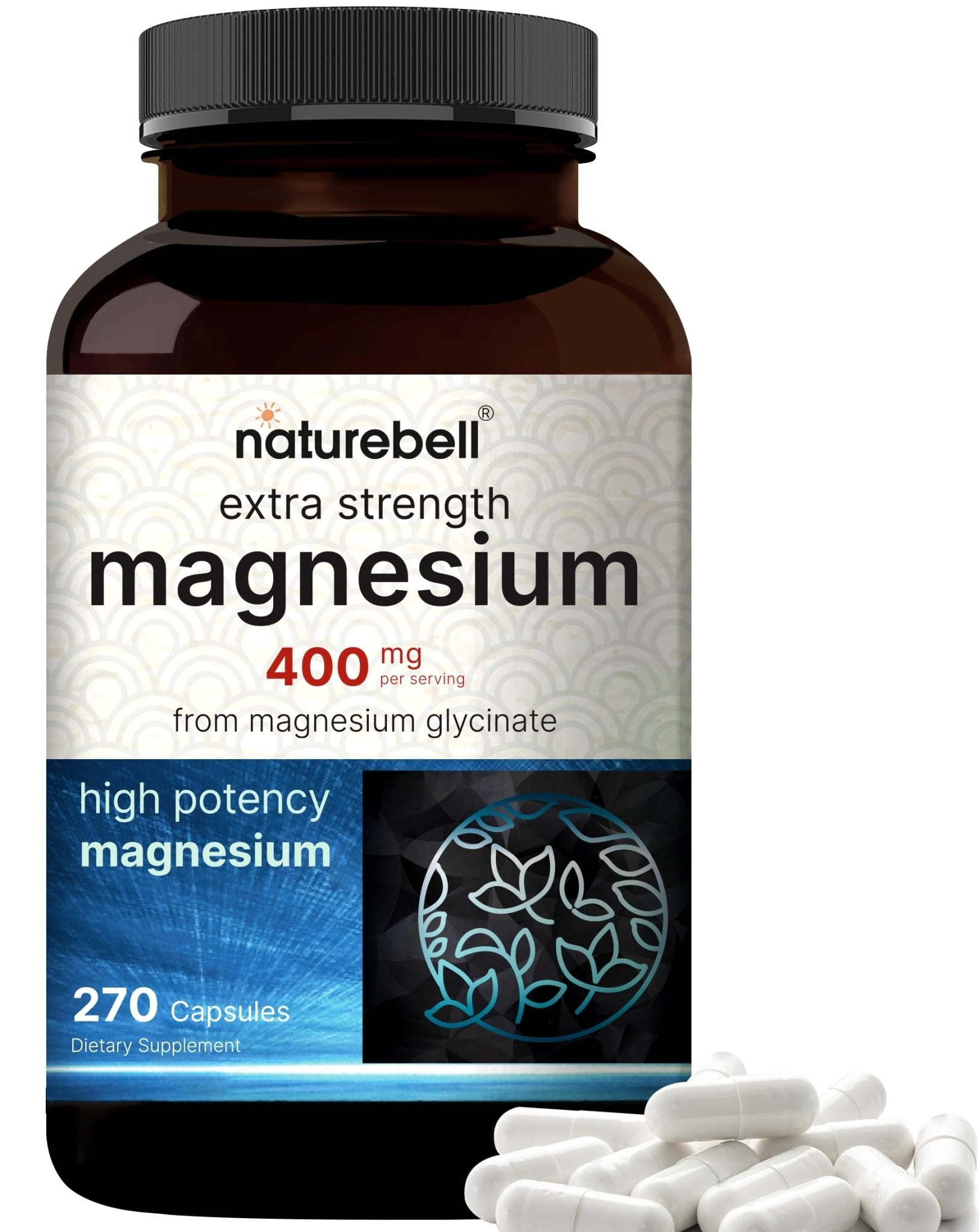 NatureBell Magnesium Glycinate 400mg Elemental, 270 Capsules | 100% Chelated for High Absorption | Supports Muscle, Bone & Heart Health | Non-GMO, Gluten-Free, Vegan - TrustMedUSA