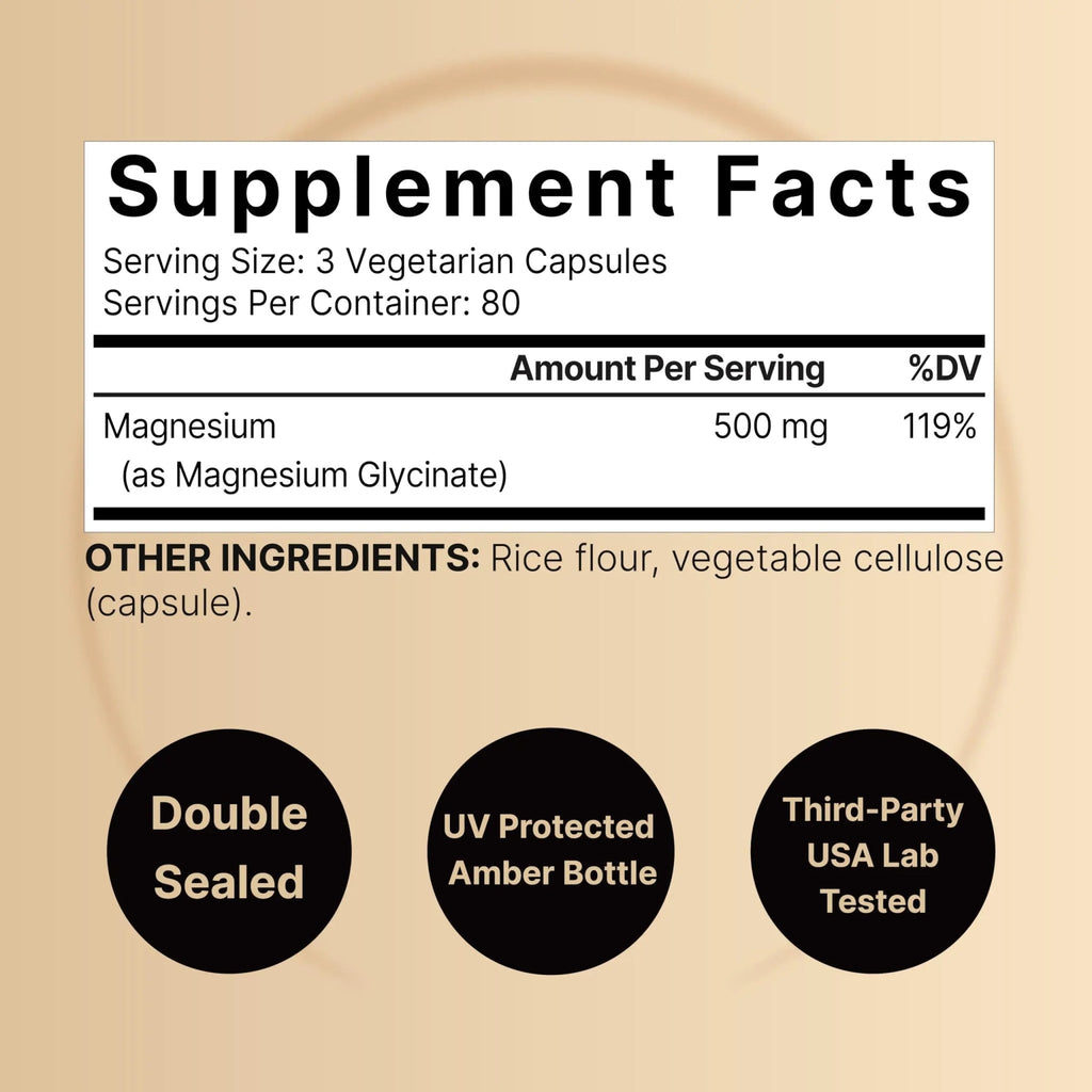 NatureBell Magnesium Glycinate 500mg Per Serving | 240 Veggie Capsule, 100% Chelated - TrustMedUSA