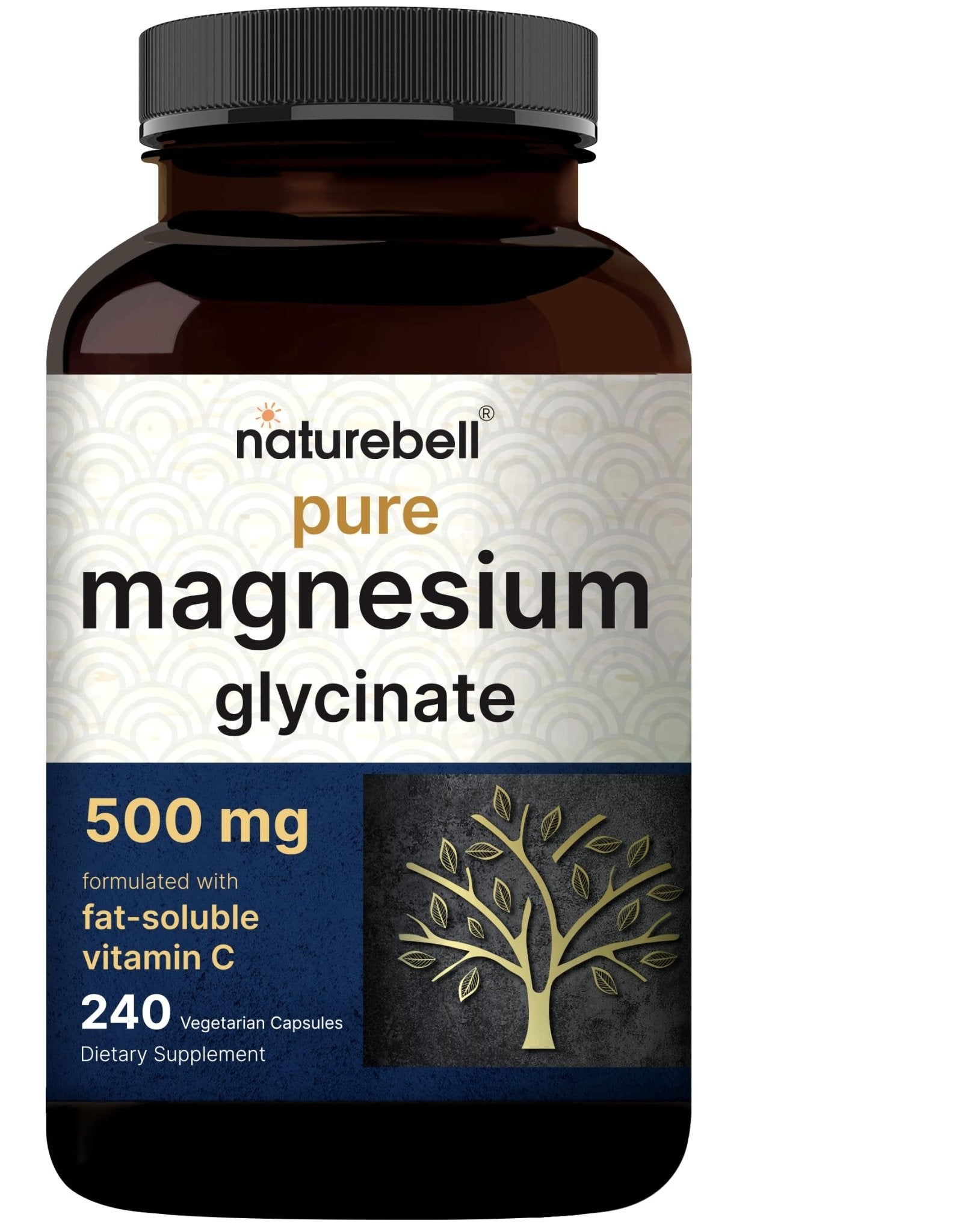 Naturebell Pure Magnesium Glycinate 500mg, 240 Veggie Capsules | 100% Chelated & Purified – 3rd Party Tested, Vegan Friendly, Non-GMO, Fiiler Free - TrustMedUSA