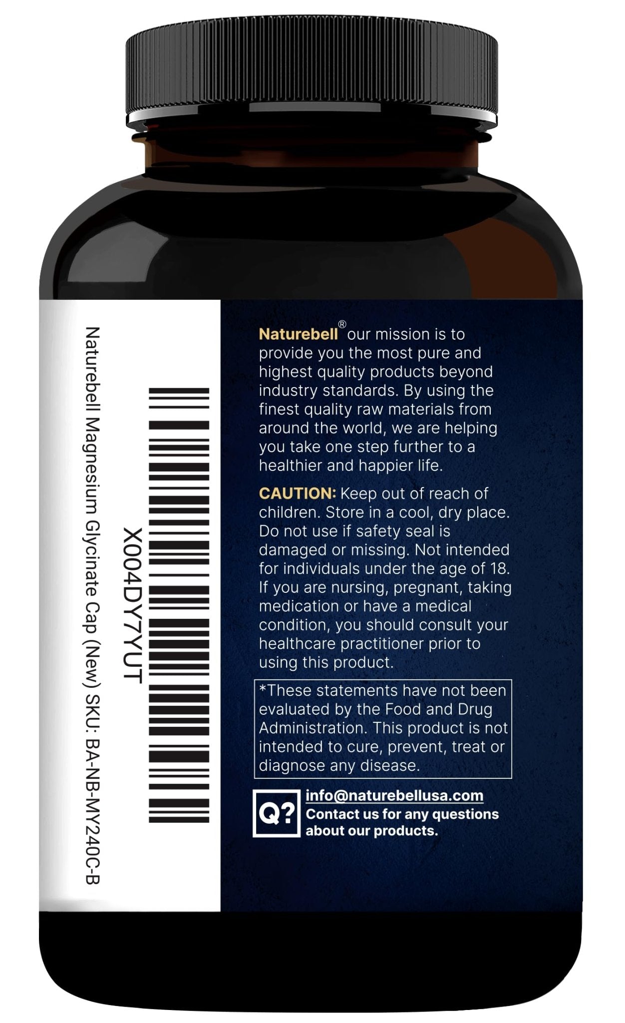 Naturebell Pure Magnesium Glycinate 500mg, 240 Veggie Capsules | 100% Chelated & Purified – 3rd Party Tested, Vegan Friendly, Non-GMO, Fiiler Free - TrustMedUSA