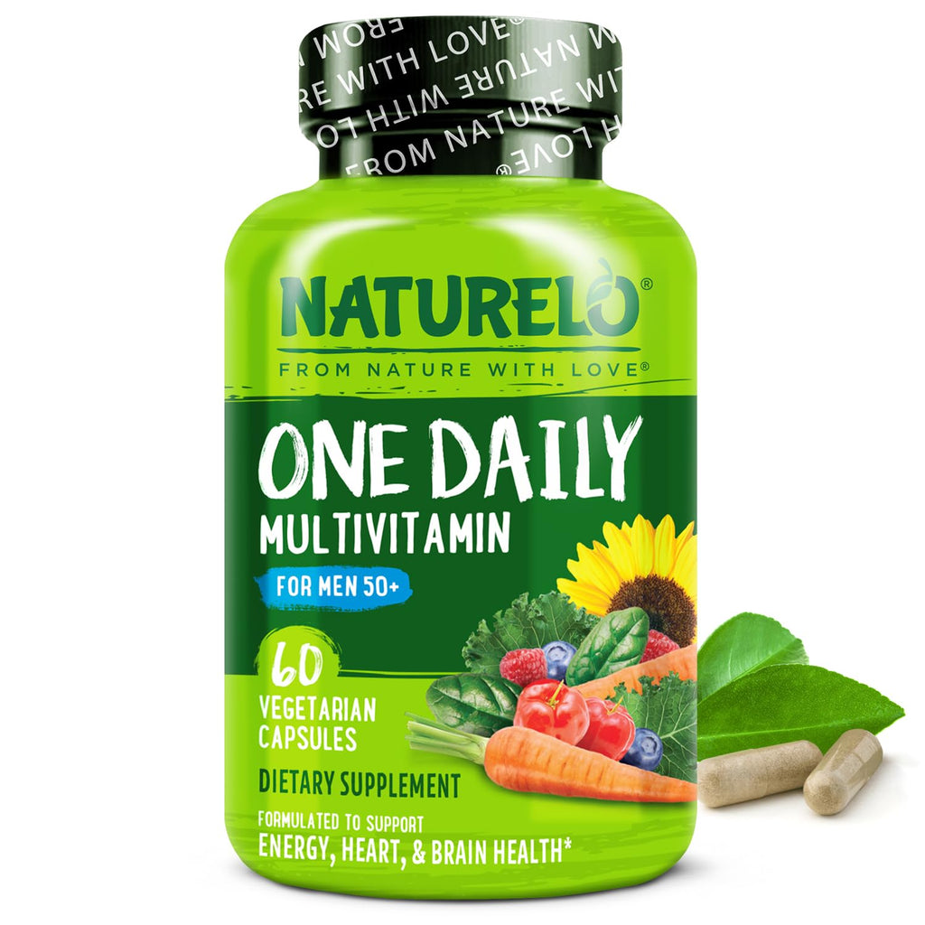 NATURELO Mens Multivitamins for Men 50+ - One Daily Multivitamin for Men with Vitamins, Minerals & Organic Whole Foods, Boost Energy & Health, Non-GMO, 60 Vegetarian Capsules - TrustMedUSA