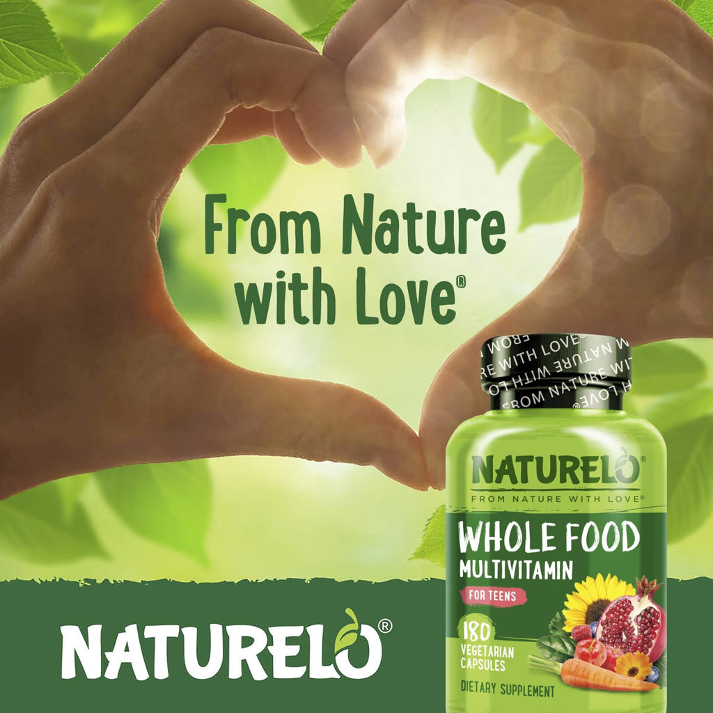 NATURELO Multivitamins for Teenage Girls/Boys, 180 Capsules, Whole Food Multivitamin with Minerals, Non-GMO, Vegetarian - TrustMedUSA