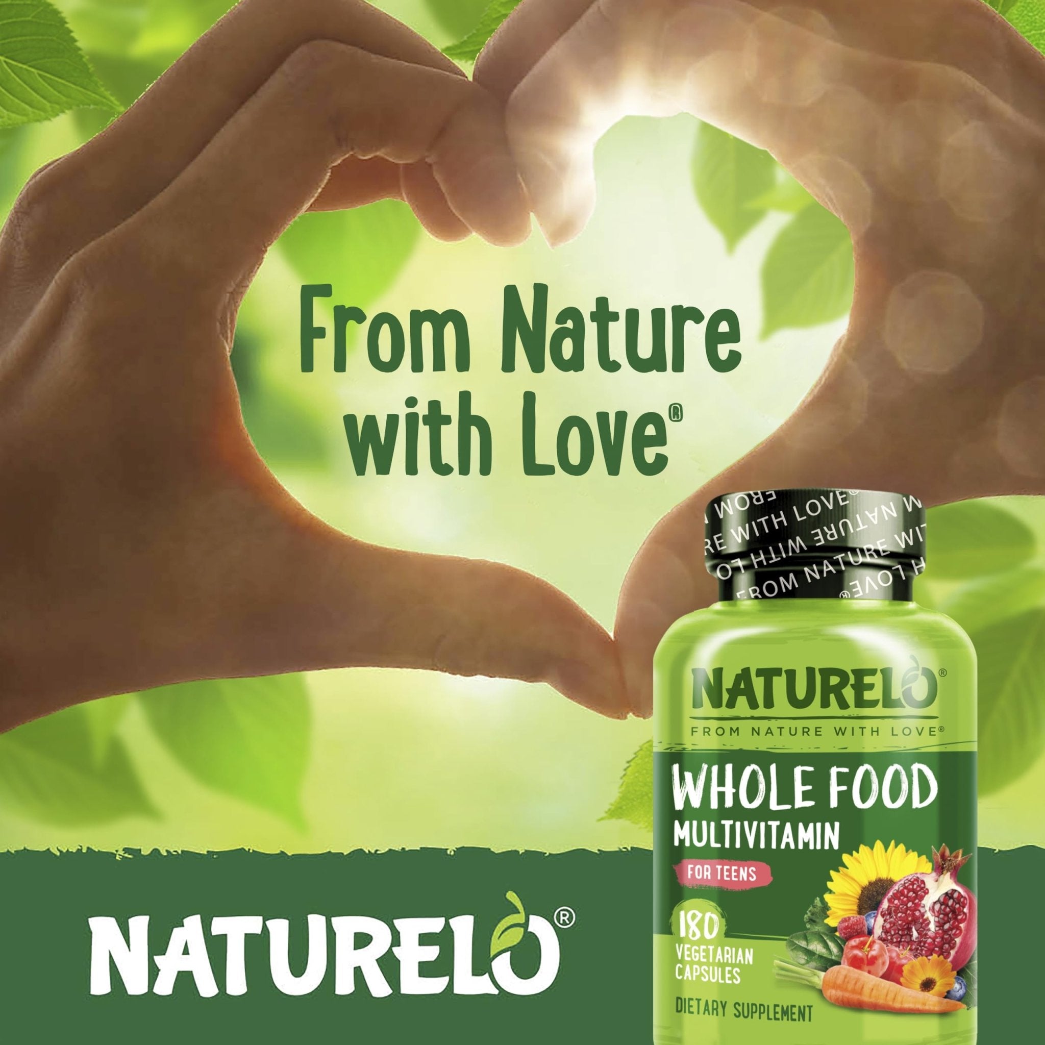 NATURELO Multivitamins for Teenage Girls/Boys, 180 Capsules, Whole Food Multivitamin with Minerals, Non-GMO, Vegetarian - TrustMedUSA