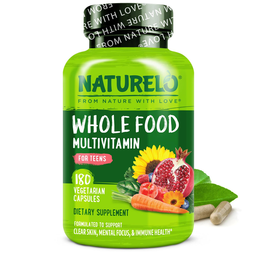 NATURELO Multivitamins for Teenage Girls/Boys, 180 Capsules, Whole Food Multivitamin with Minerals, Non-GMO, Vegetarian - TrustMedUSA