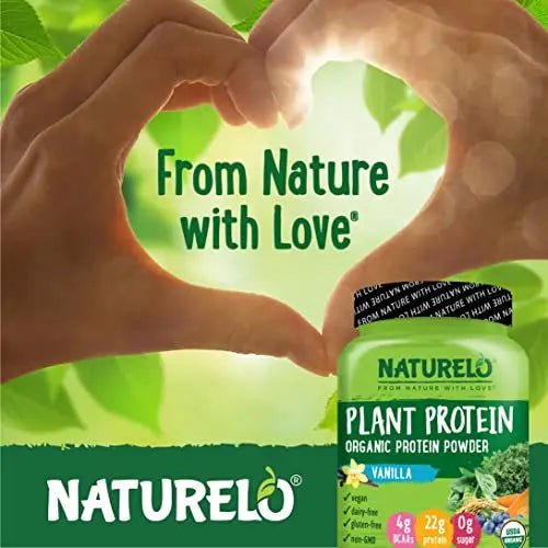 NATURELO Plant Protein Powder, Vanilla, 22g Protein - Non-GMO, 20 Ser - TrustMedUSA