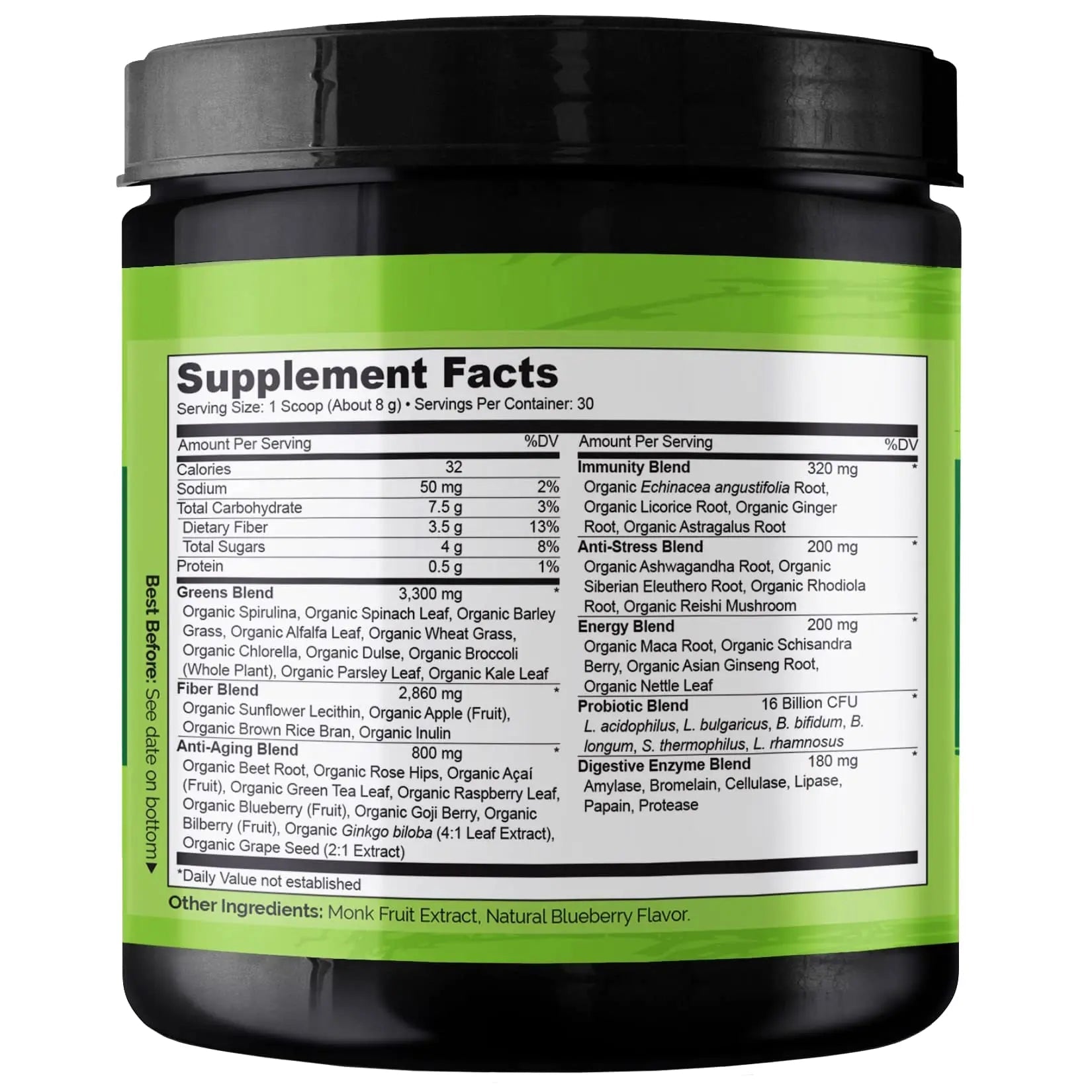 NATURELO Raw Greens Superfood Powder - Wild Berry Flavor - Boost Ener - TrustMedUSA